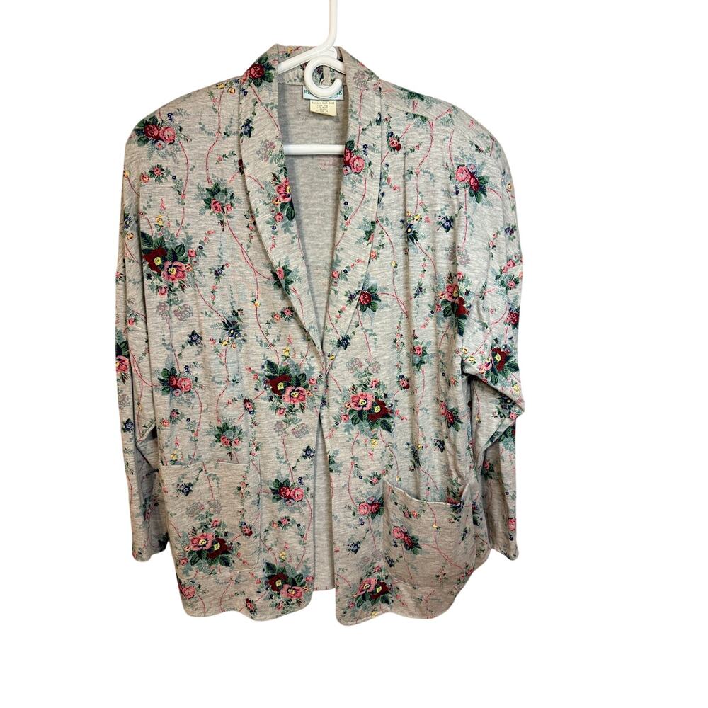 Willow Ridge vintage light gray cotton Blend open-front cardigan blazer size M